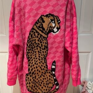 Pink Leopard Print Sweater. Size L